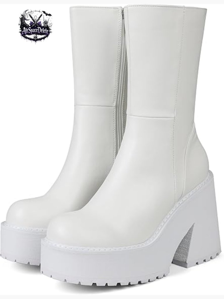 Wedge Heel Ankle Boots Platform Zipper Punk Combat Booties Chunky Block High
